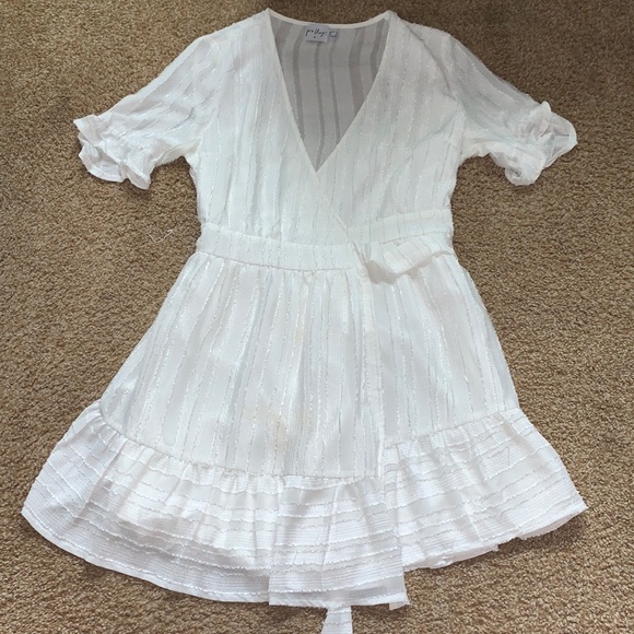 White Princess Polly Wrap Dress - Picture 1 of 4